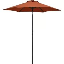 vidaXL Lawn & Garden* Parasol With Led Lights Terracotta 78.7"X83.1" Aluminum