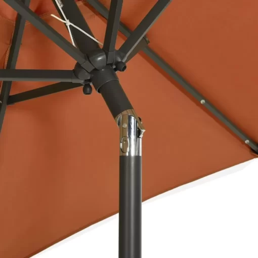 vidaXL Lawn & Garden* Parasol With Led Lights Terracotta 78.7"X83.1" Aluminum