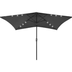 vidaXL Lawn & Garden* Parasol With Leds And Steel Pole Anthracite 6.6'X9.8'