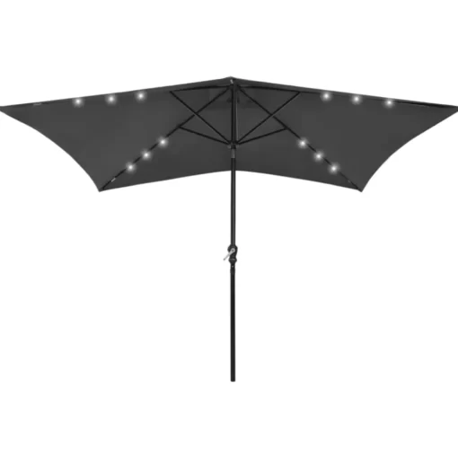 vidaXL Lawn & Garden* Parasol With Leds And Steel Pole Anthracite 6.6'X9.8'