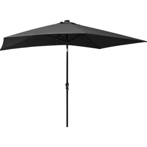 vidaXL Lawn & Garden* Parasol With Leds And Steel Pole Anthracite 6.6'X9.8'