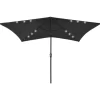 vidaXL Lawn & Garden* Parasol With Leds And Steel Pole Black 6.6'X9.8'