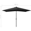 vidaXL Lawn & Garden* Parasol With Leds And Steel Pole Black 6.6'X9.8'