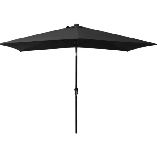 vidaXL Lawn & Garden* Parasol With Leds And Steel Pole Black 6.6'X9.8'