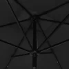 vidaXL Lawn & Garden* Parasol With Leds And Steel Pole Black 6.6'X9.8'