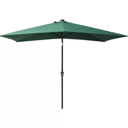 vidaXL Lawn & Garden* Parasol With Leds And Steel Pole Green 6.6'X9.8'