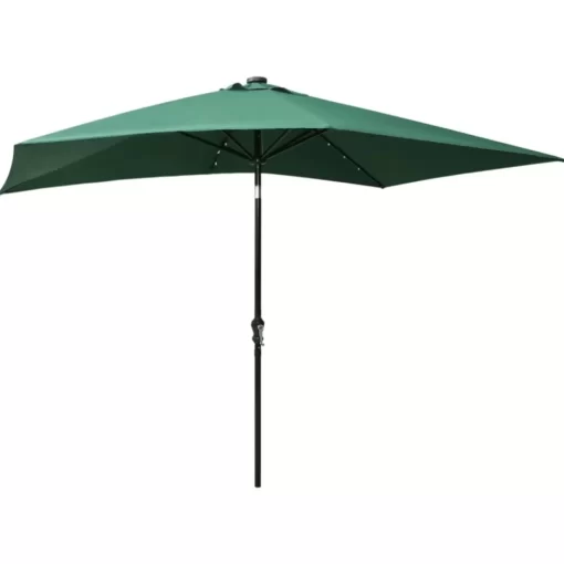 vidaXL Lawn & Garden* Parasol With Leds And Steel Pole Green 6.6'X9.8'