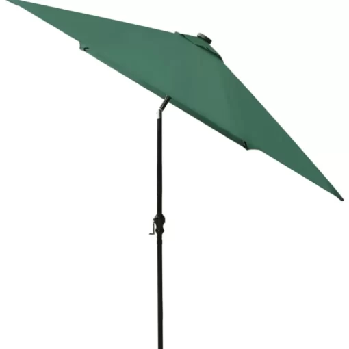 vidaXL Lawn & Garden* Parasol With Leds And Steel Pole Green 6.6'X9.8'