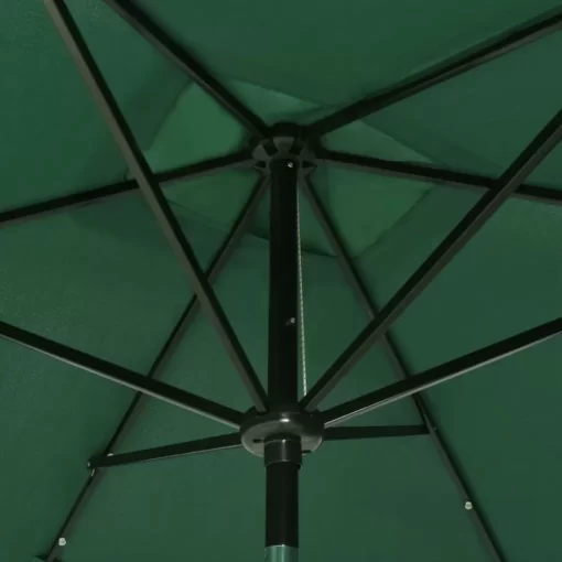 vidaXL Lawn & Garden* Parasol With Leds And Steel Pole Green 6.6'X9.8'