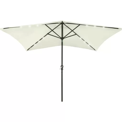 vidaXL Lawn & Garden* Parasol With Leds And Steel Pole Sand 6.6'X9.8'