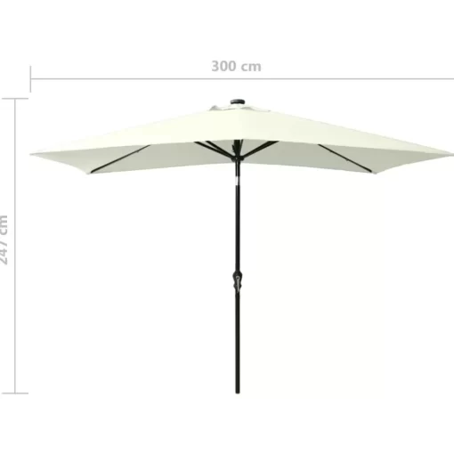 vidaXL Lawn & Garden* Parasol With Leds And Steel Pole Sand 6.6'X9.8'