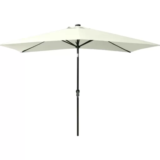 vidaXL Lawn & Garden* Parasol With Leds And Steel Pole Sand 6.6'X9.8'