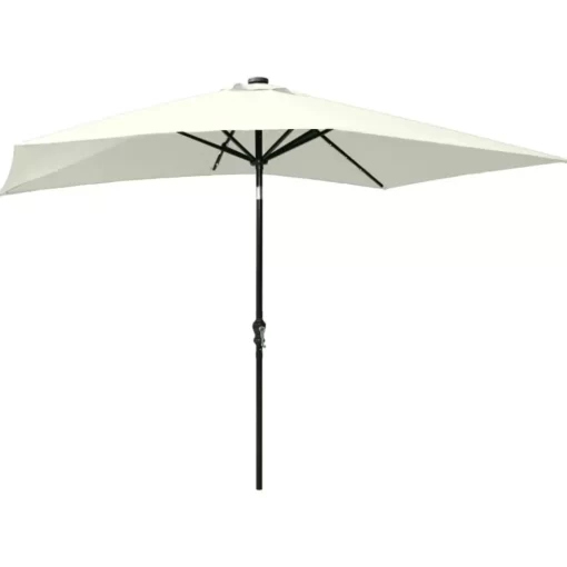 vidaXL Lawn & Garden* Parasol With Leds And Steel Pole Sand 6.6'X9.8'