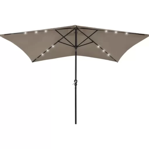 vidaXL Lawn & Garden* Parasol With Leds And Steel Pole Taupe 6.6'X9.8'