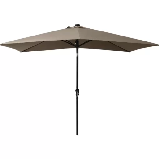 vidaXL Lawn & Garden* Parasol With Leds And Steel Pole Taupe 6.6'X9.8'