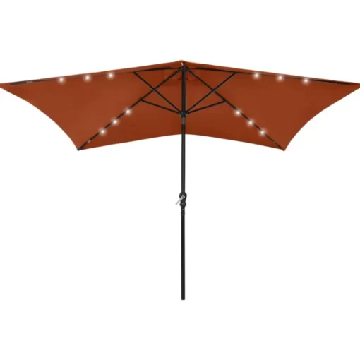 vidaXL Lawn & Garden* Parasol With Leds And Steel Pole Terracotta 6.6'X9.8'