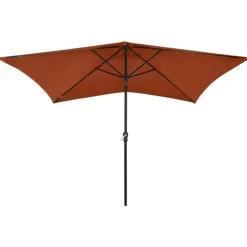 vidaXL Lawn & Garden* Parasol With Leds And Steel Pole Terracotta 6.6'X9.8'