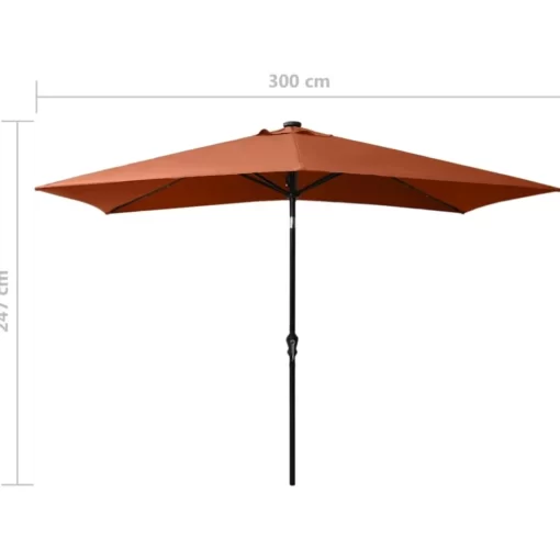 vidaXL Lawn & Garden* Parasol With Leds And Steel Pole Terracotta 6.6'X9.8'