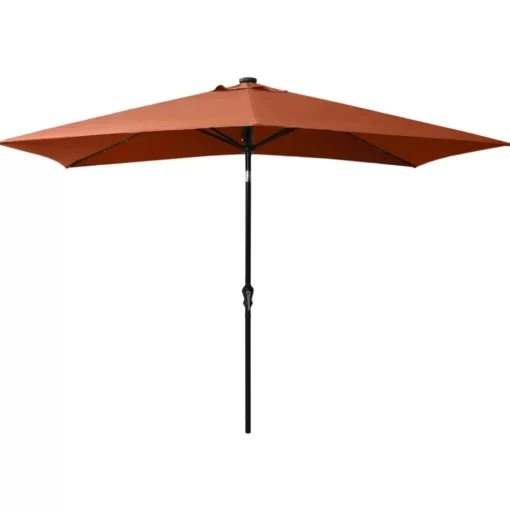 vidaXL Lawn & Garden* Parasol With Leds And Steel Pole Terracotta 6.6'X9.8'