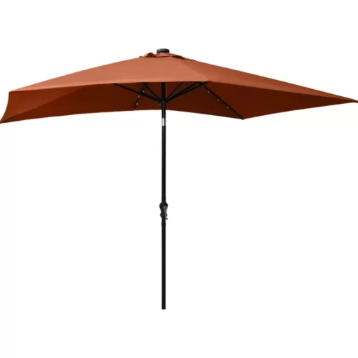 vidaXL Lawn & Garden* Parasol With Leds And Steel Pole Terracotta 6.6'X9.8'