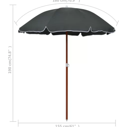 vidaXL Lawn & Garden* Parasol With Steel Pole 70.9" Anthracite