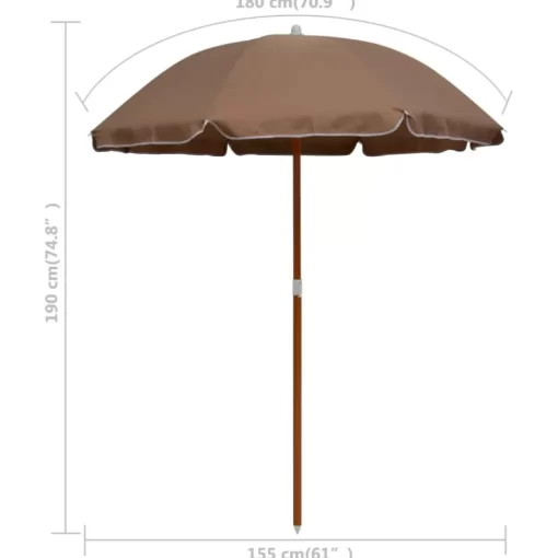 vidaXL Lawn & Garden* Parasol With Steel Pole 70.9" Taupe