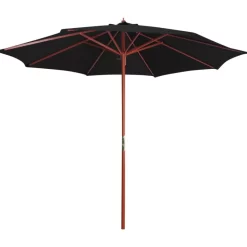 vidaXL Lawn & Garden* Parasol With Wooden Pole 118.1"X101.6" Black