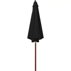 vidaXL Lawn & Garden* Parasol With Wooden Pole 118.1"X101.6" Black