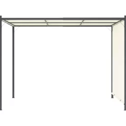 vidaXL Lawn & Garden* Pergola With Adjustable Roof Cream White 9.8'X9.8' Steel