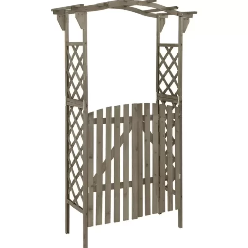 vidaXL Lawn & Garden* Pergola With Gate 45.7"X15.7"X80.3" Gray Solid Firwood