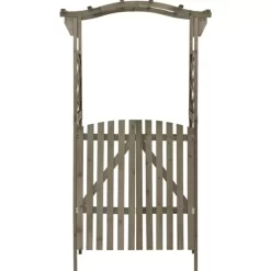 vidaXL Lawn & Garden* Pergola With Gate 45.7"X15.7"X80.3" Gray Solid Firwood