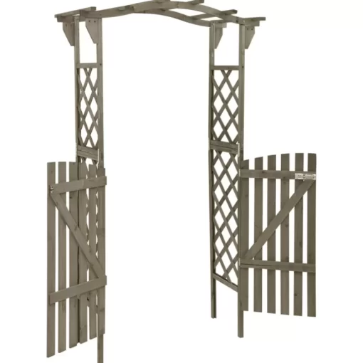 vidaXL Lawn & Garden* Pergola With Gate 45.7"X15.7"X80.3" Gray Solid Firwood