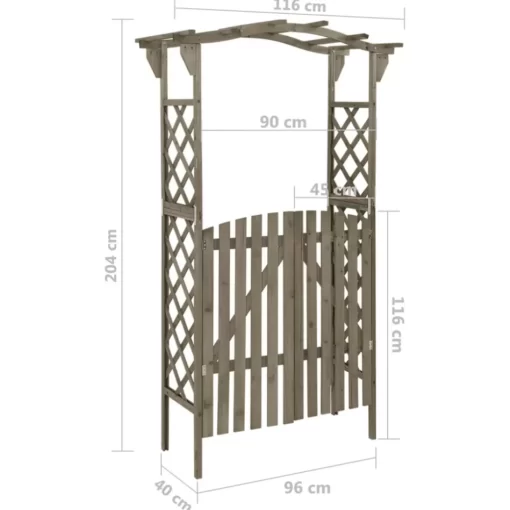 vidaXL Lawn & Garden* Pergola With Gate 45.7"X15.7"X80.3" Gray Solid Firwood