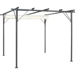 vidaXL Lawn & Garden* Pergola With Retractable Roof Cream White 9.8'X9.8' Steel