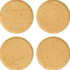 vidaXL Kitchen & Dining* Pizza Plates 4 Pcs O12.6"X0.6" Bamboo