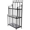 vidaXL Lawn & Garden* Plant Stand Display Black White Mosaic Pattern