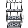 vidaXL Lawn & Garden* Plant Stand Display Black White Mosaic Pattern