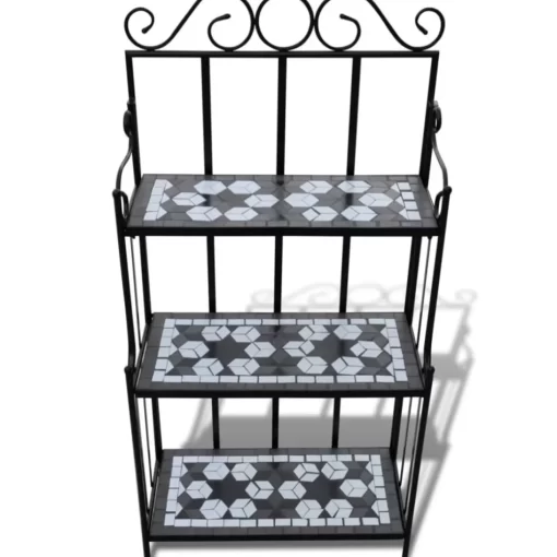 vidaXL Lawn & Garden* Plant Stand Display Black White Mosaic Pattern