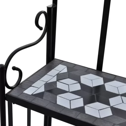 vidaXL Lawn & Garden* Plant Stand Display Black White Mosaic Pattern