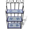 vidaXL Lawn & Garden* Plant Stand Display Blue White Mosaic Pattern