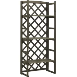 vidaXL Lawn & Garden* Plant Stand With Trellis Gray 23.6"X11.8"X55.1" Solid Firwood