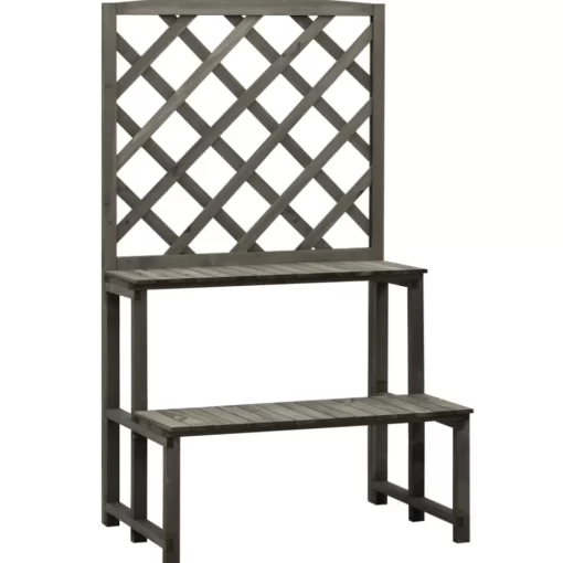 vidaXL Lawn & Garden* Plant Stand With Trellis Gray 27.6"X16.5"X47.2" Solid Firwood