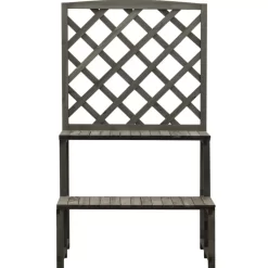 vidaXL Lawn & Garden* Plant Stand With Trellis Gray 27.6"X16.5"X47.2" Solid Firwood