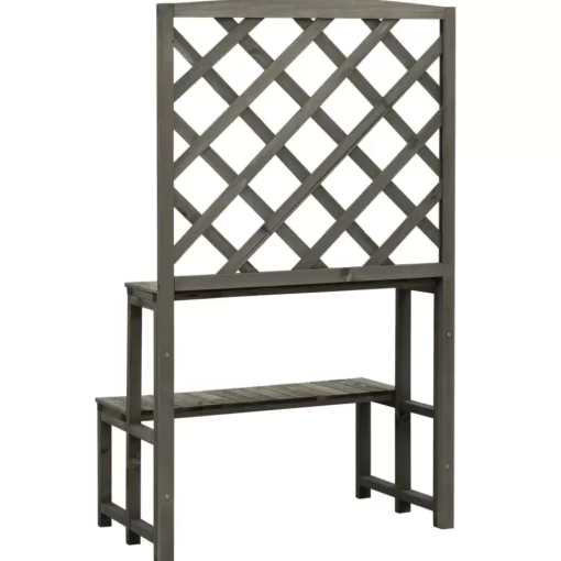 vidaXL Lawn & Garden* Plant Stand With Trellis Gray 27.6"X16.5"X47.2" Solid Firwood