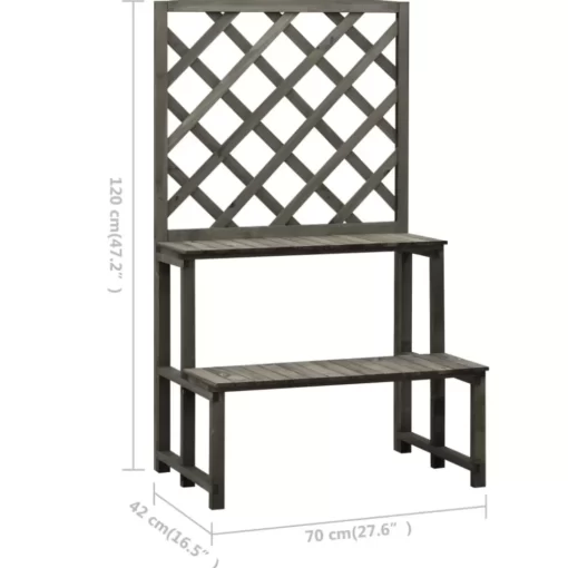 vidaXL Lawn & Garden* Plant Stand With Trellis Gray 27.6"X16.5"X47.2" Solid Firwood