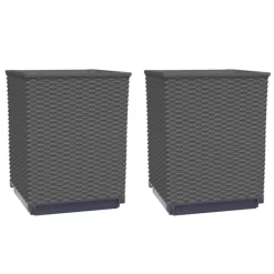 vidaXL Lawn & Garden* Planters 2 Pcs Black 11.8"X11.8"X14.6" Polypropylene