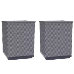 vidaXL Lawn & Garden* Planters 2 Pcs Dark Gray 11.8"X11.8"X14.6" Polypropylene