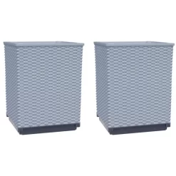 vidaXL Lawn & Garden* Planters 2 Pcs Light Gray 11.8"X11.8"X14.6" Polypropylene