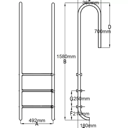 vidaXL Pool & Spa* Pool Ladder 3 Steps Stainless Steel 304 47.2"