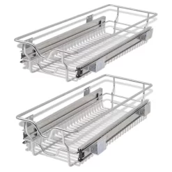 vidaXL Kitchen & Dining* Pull-Out Wire Baskets 2 Pcs Silver 11.8"